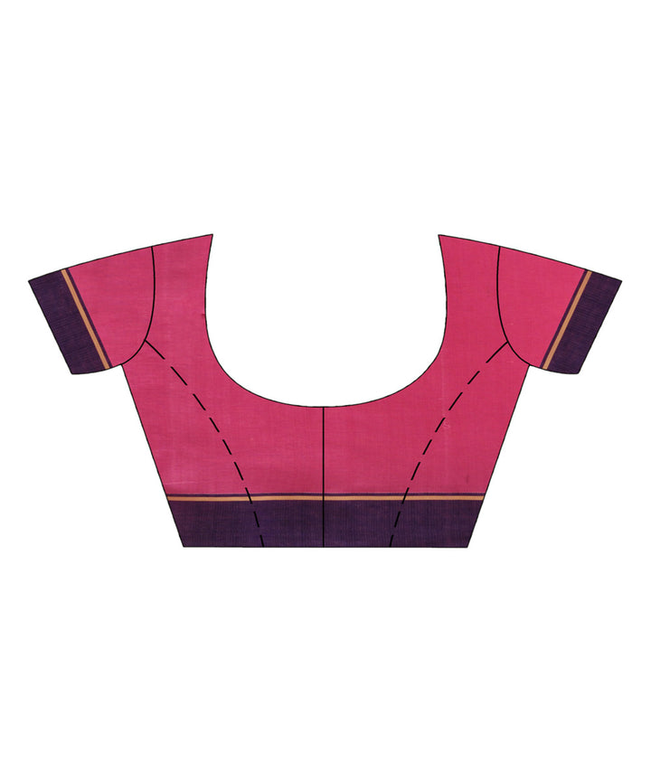 Pink blue handwoven cotton bengal saree