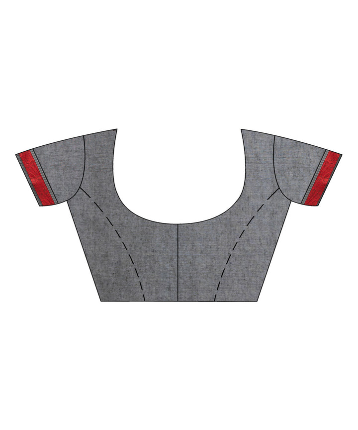 Grey red handloom begampuri cotton saree
