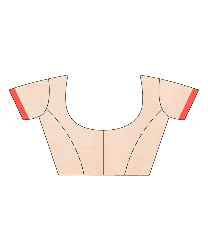 Cream red handloom cotton with jacquard border bengal saree