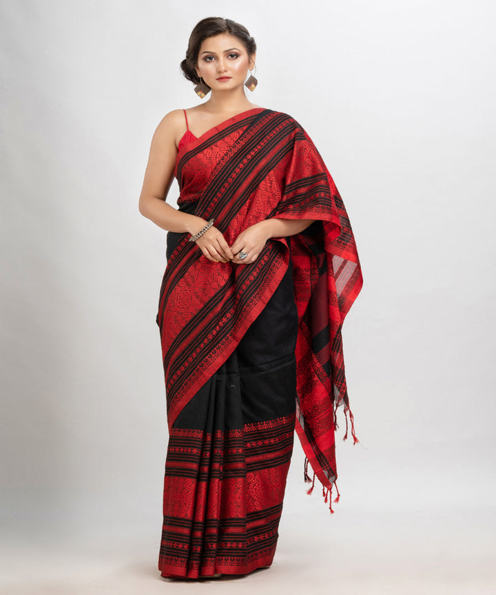 Black red handloom cotton begampuri saree