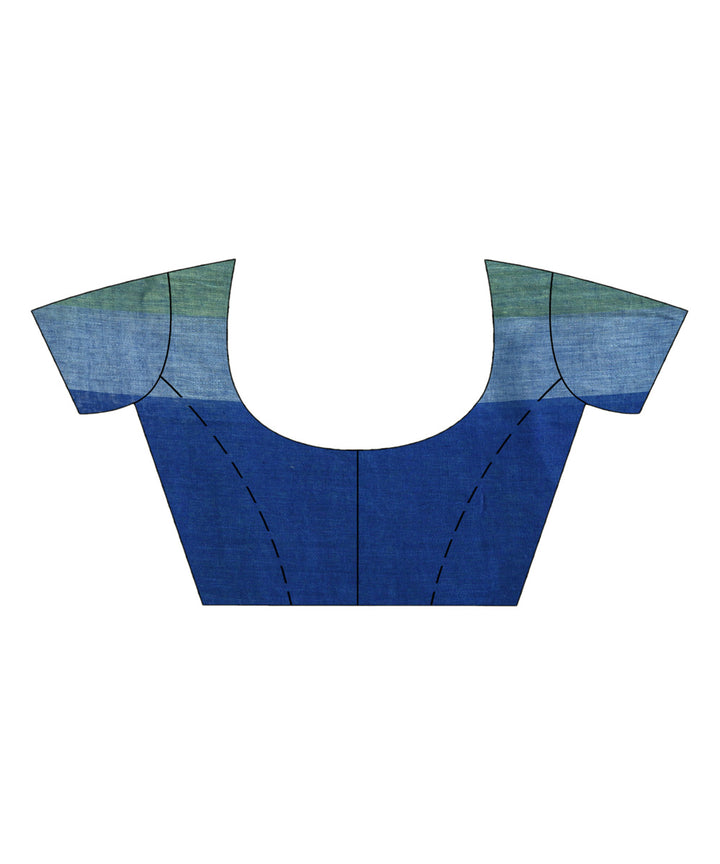 Midnight blue handloom linen with stipes pallu saree