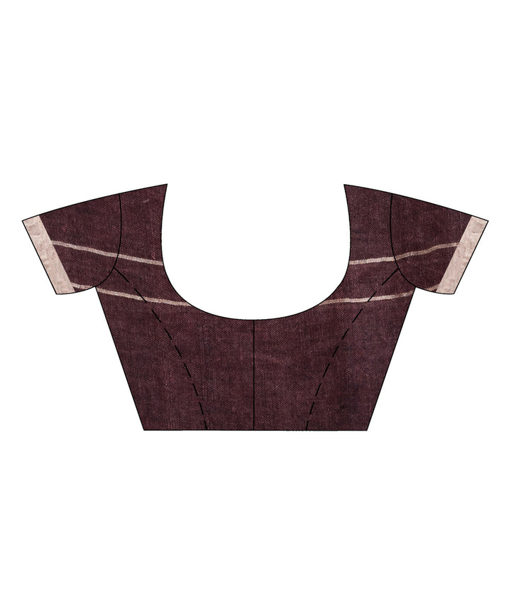 Brown coffee handwoven linen jamdani saree