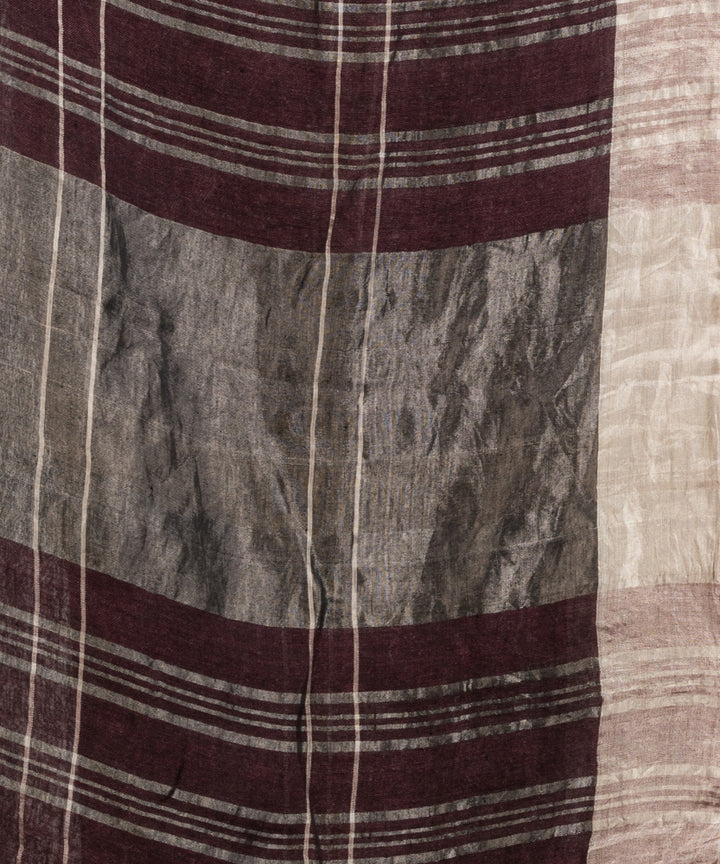 Brown coffee handwoven linen jamdani saree