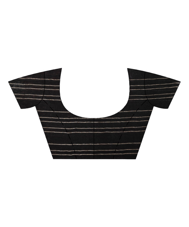 Black handwoven linen zari border and pallu bengal saree