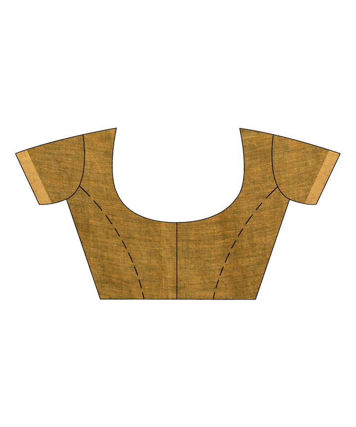 Golden brown handloom linen bengal saree