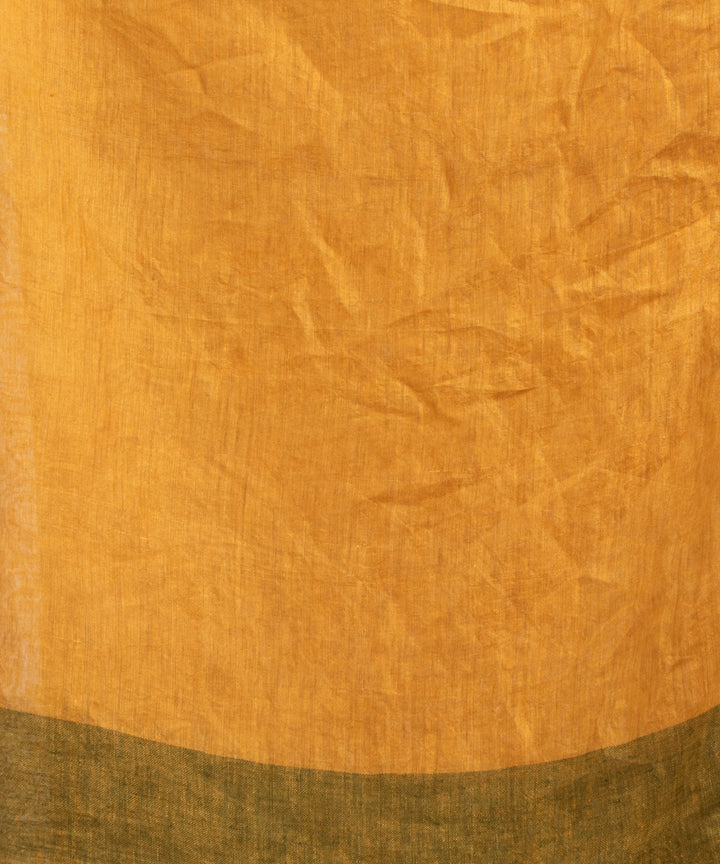 Golden brown handloom linen bengal saree