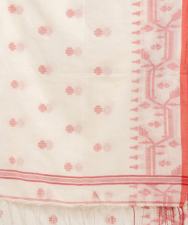 White red cotton handloom jacquard jamdani saree