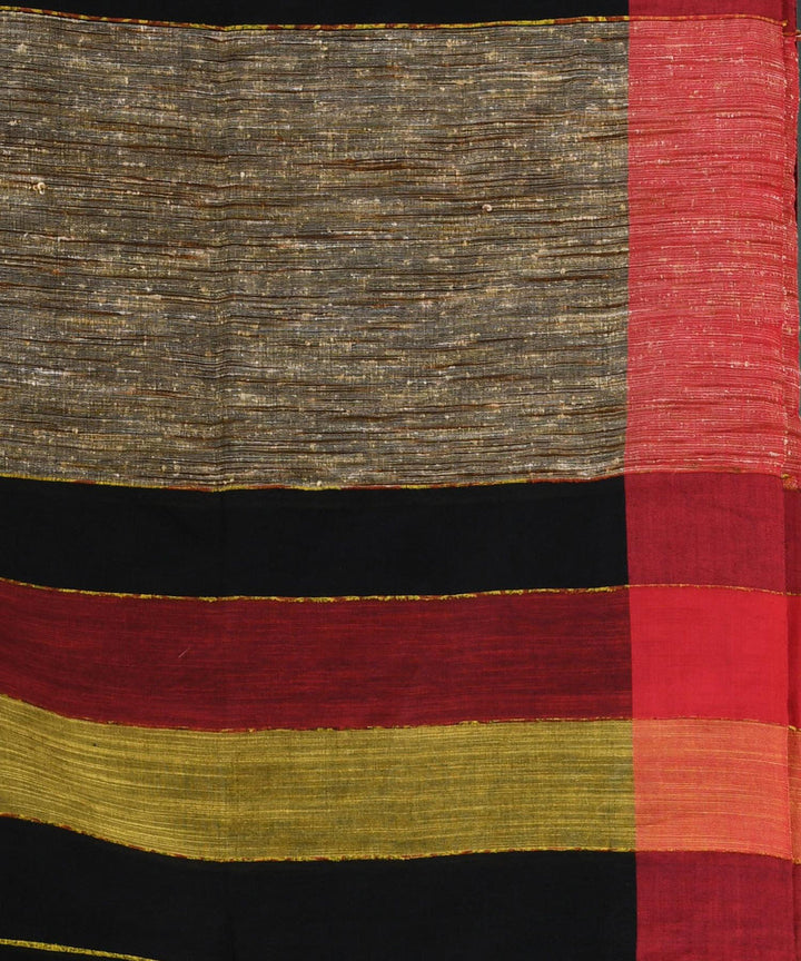Black red bengal handloom cotton saree