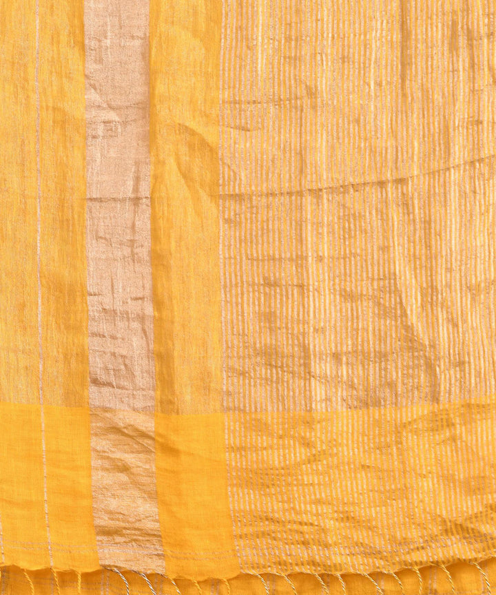 Yellow handloom linen bengal saree