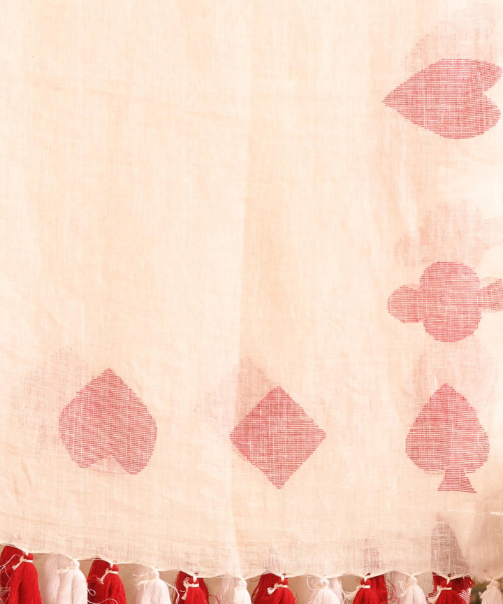 White handloom linen bengal saree