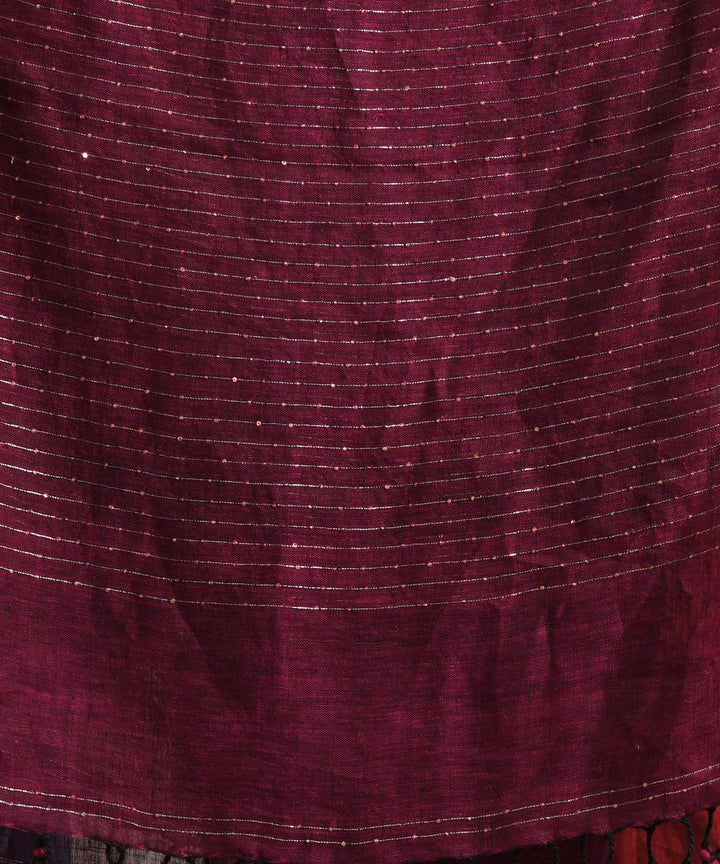 Magenta handloom bengal linen saree