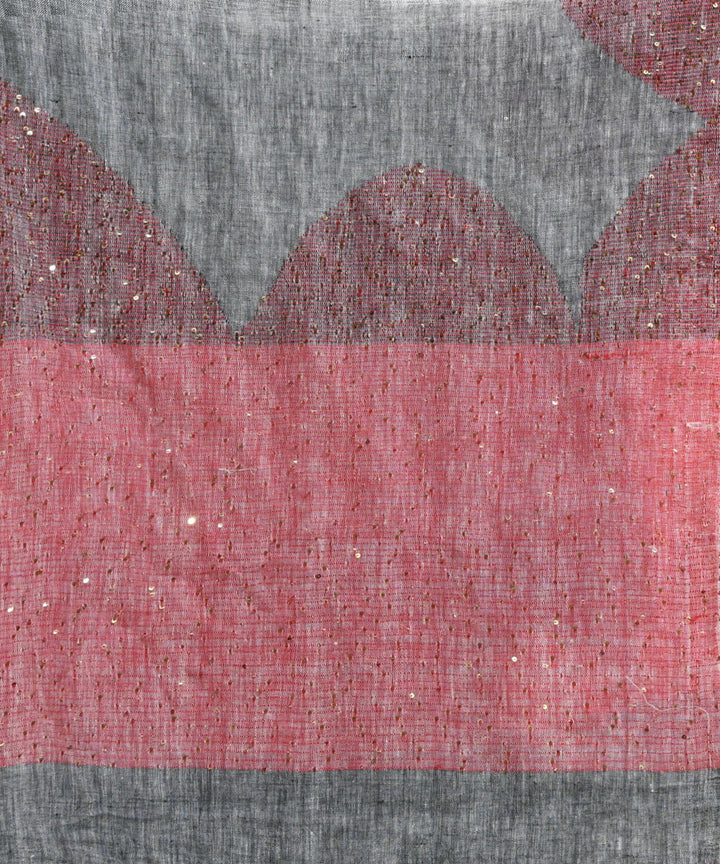 Grey handloom bengal linen saree