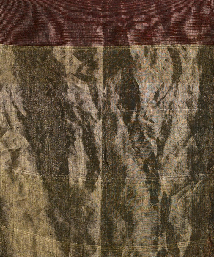 Deep maroon handloom bengal linen saree