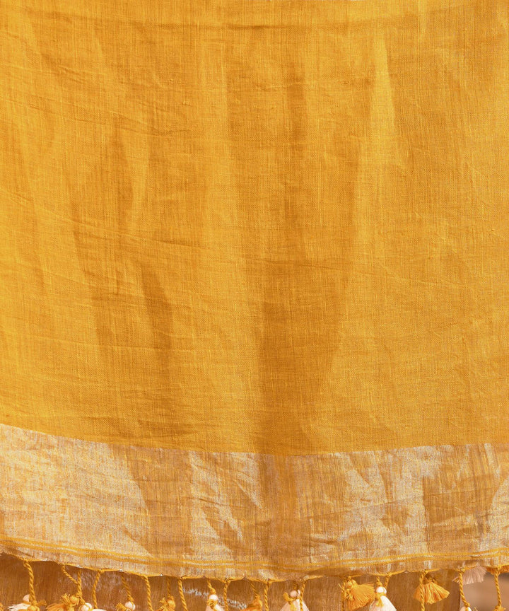 Mustard handloom linen bengal saree