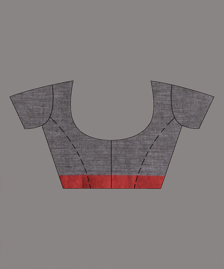 Grey red bengal handloom cotton saree