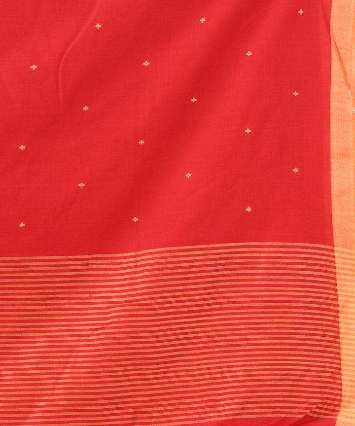 Red beige handloom bengal cotton saree