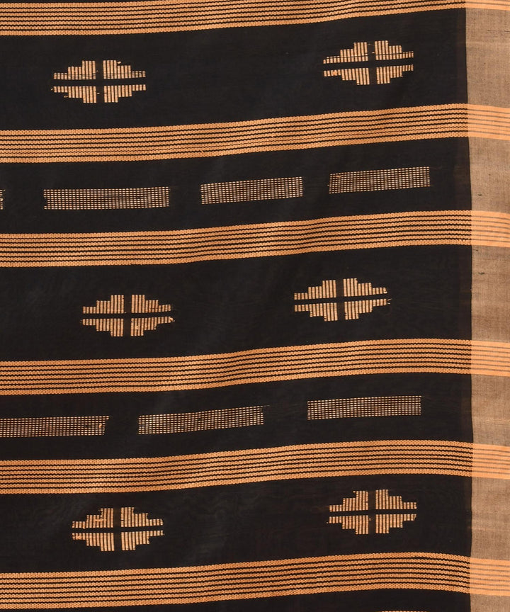 Black beige handloom bengal cotton saree