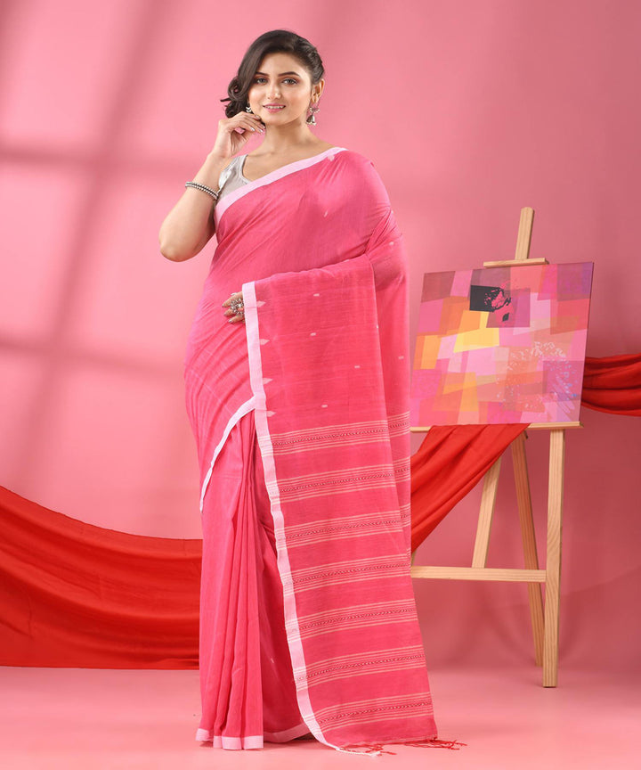 Light pink handloom bengal cotton saree