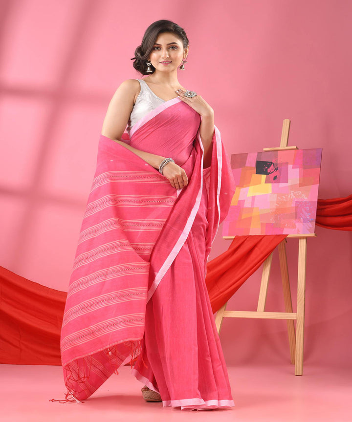 Light pink handloom bengal cotton saree