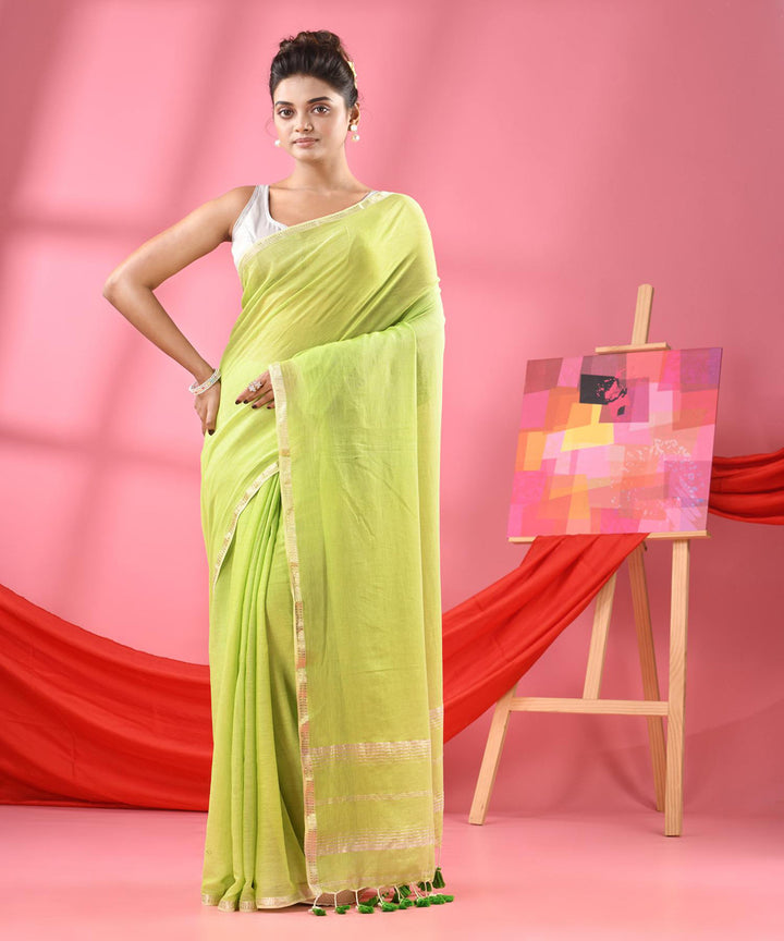 Pastel green handloom bengal cotton saree