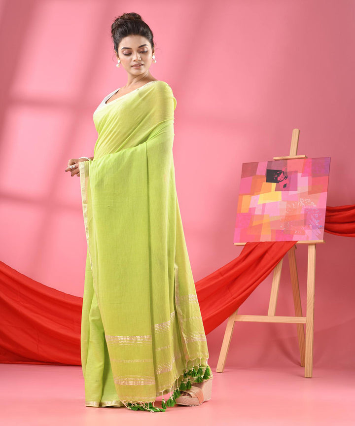 Pastel green handloom bengal cotton saree