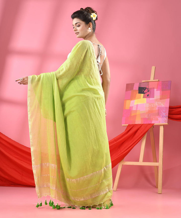 Pastel green handloom bengal cotton saree
