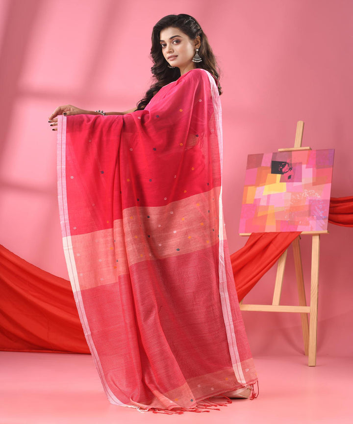 Rose pink handloom bengal cotton saree