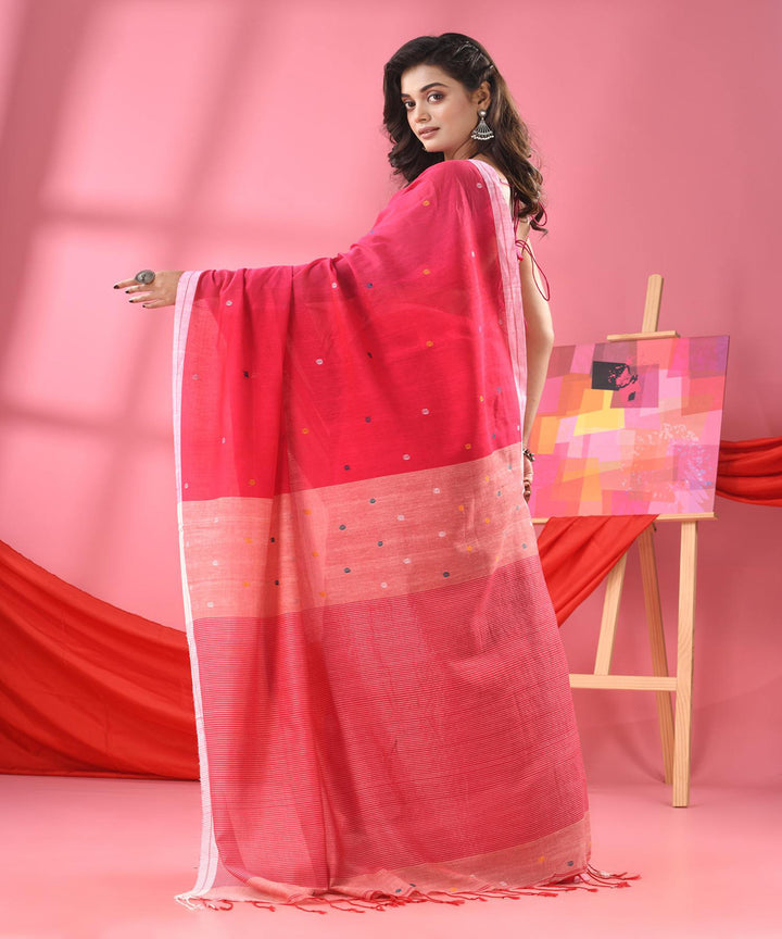 Rose pink handloom bengal cotton saree