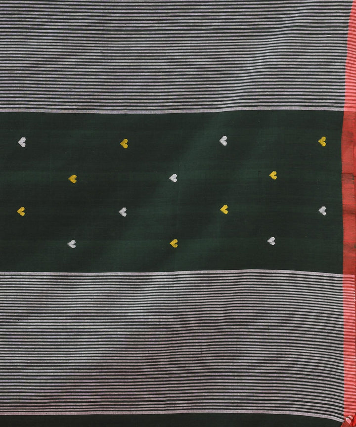 Bottle green handloom bengal cotton saree