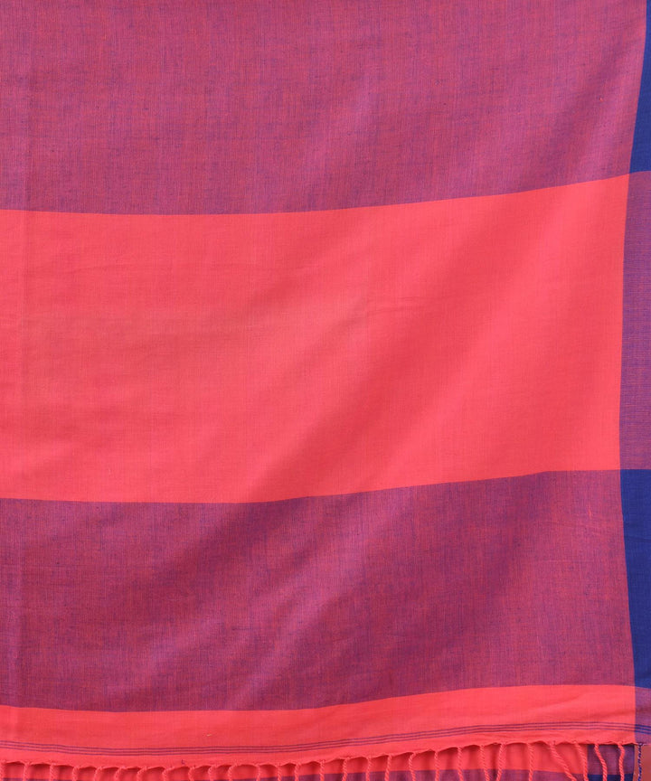 Peach blue handloom bengal cotton saree