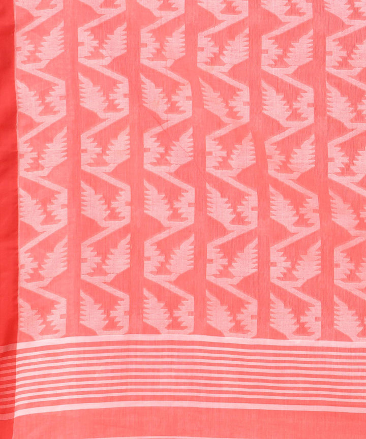 Dark peach handloom bengal cotton saree