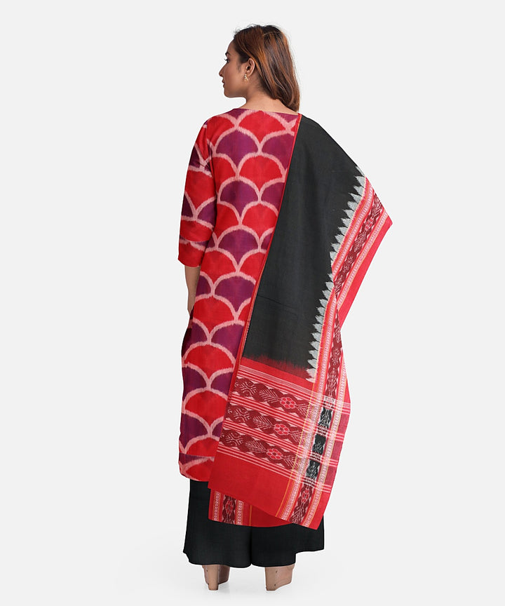 Red byzantine handloom cotton sambalpuri dress material