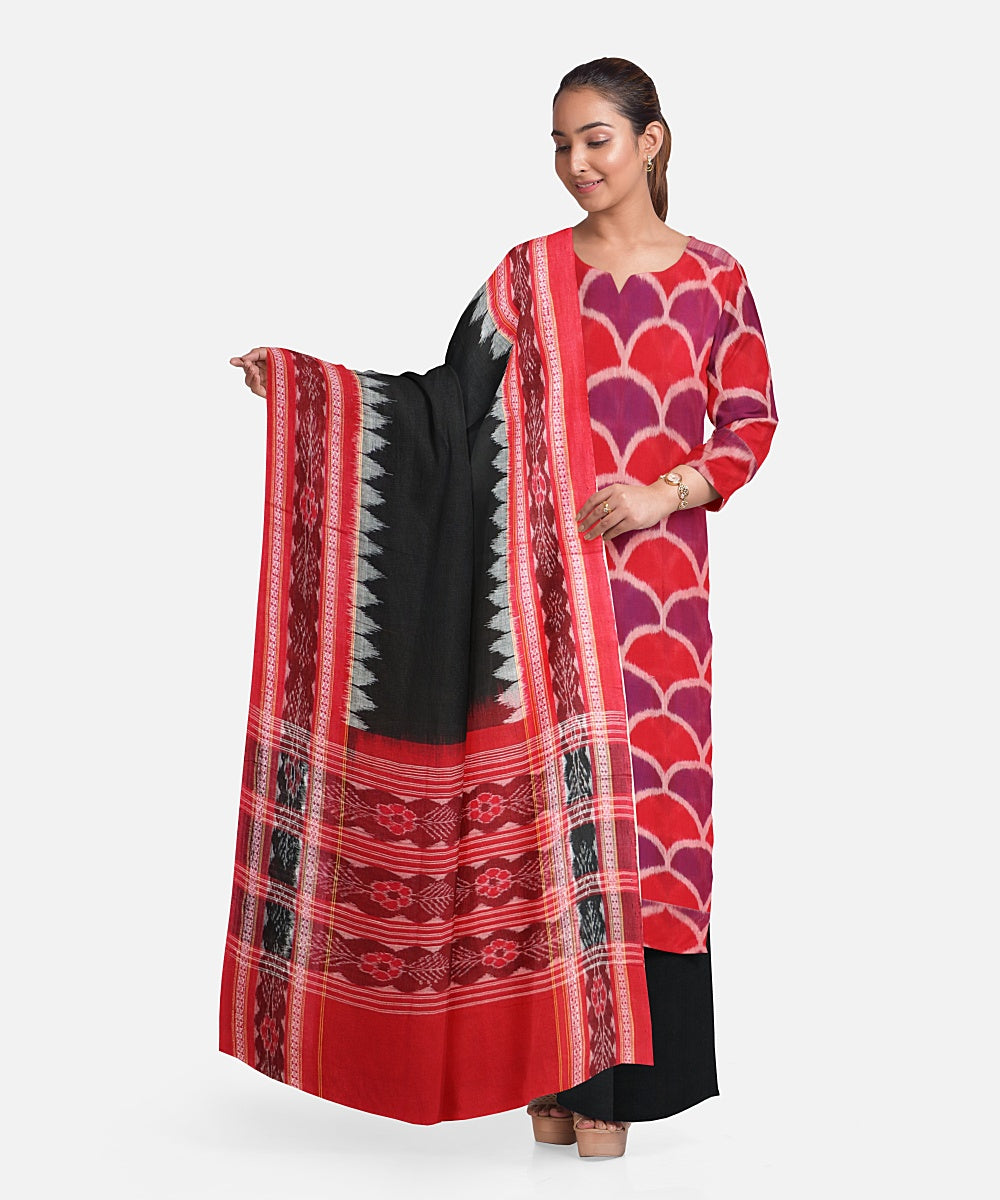 Red byzantine handloom cotton sambalpuri dress material