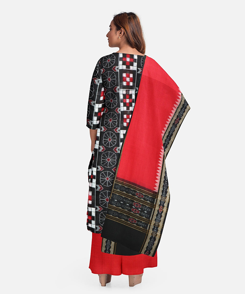 Black red handloom cotton sambalpuri dress material