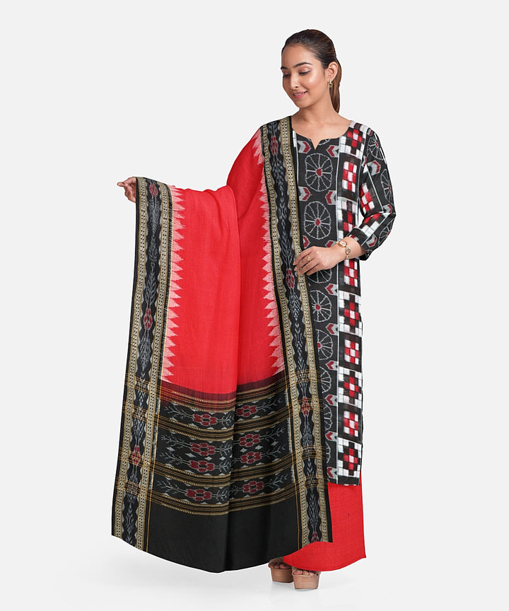 Black red handloom cotton sambalpuri dress material