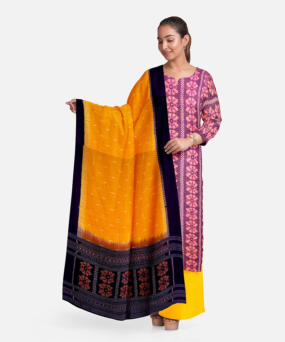 Multicolor yellow handloom cotton sambalpuri dress material