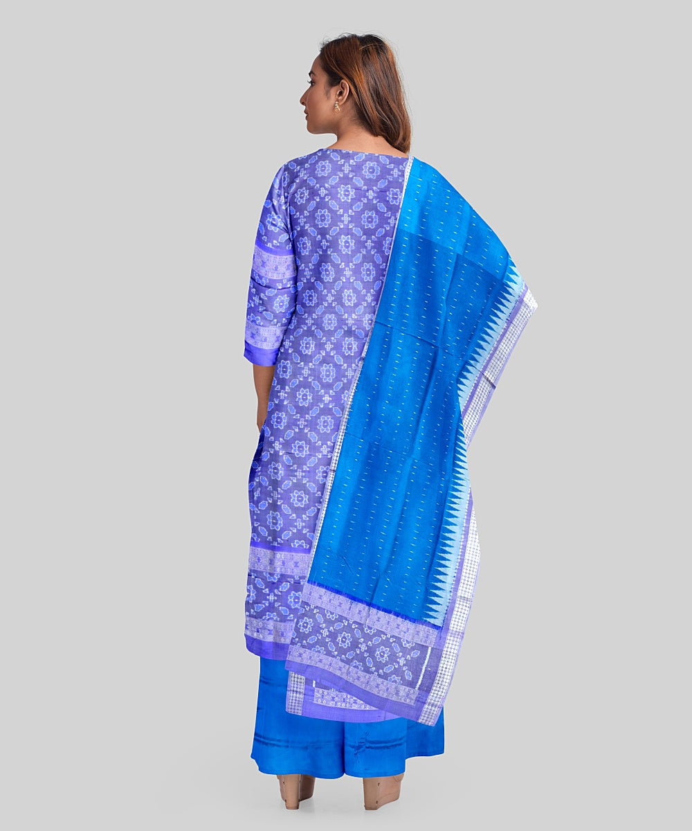 Lavender police strobe blue handloom silk sambalpuri dress material