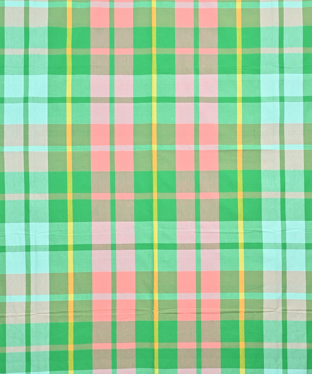 Pink green handloom cotton double bed bedsheet