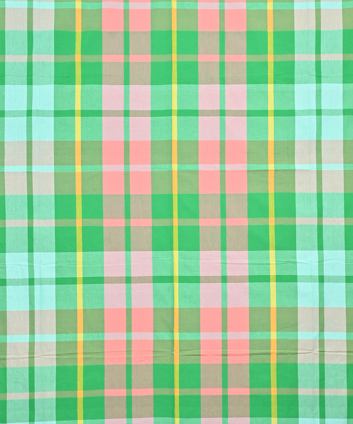 Pink green handloom cotton double bed bedsheet