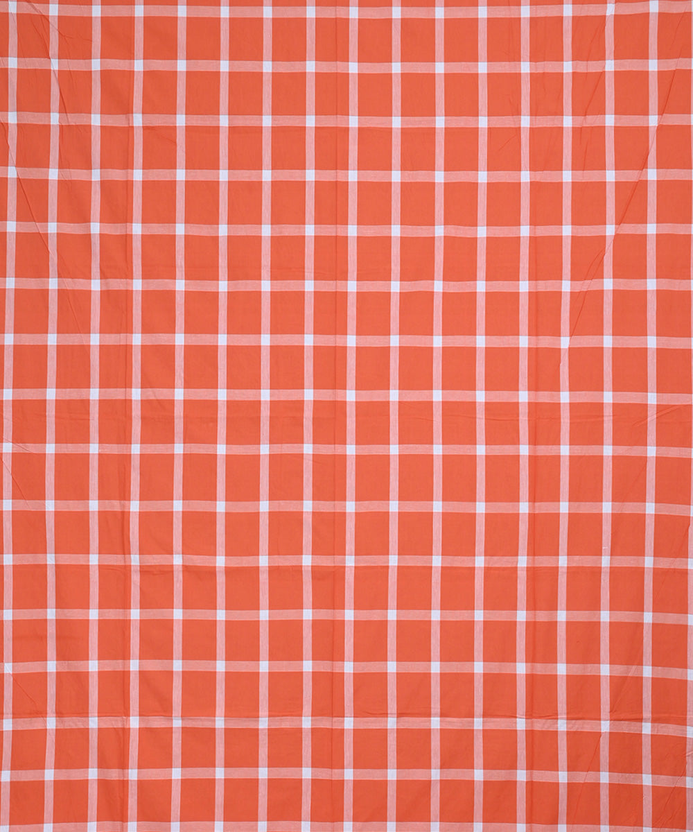 Orange white handloom cotton double bed bedsheet