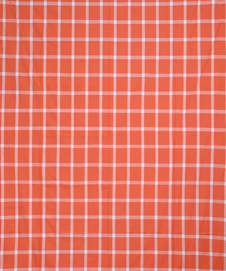 Orange white handloom cotton double bed bedsheet