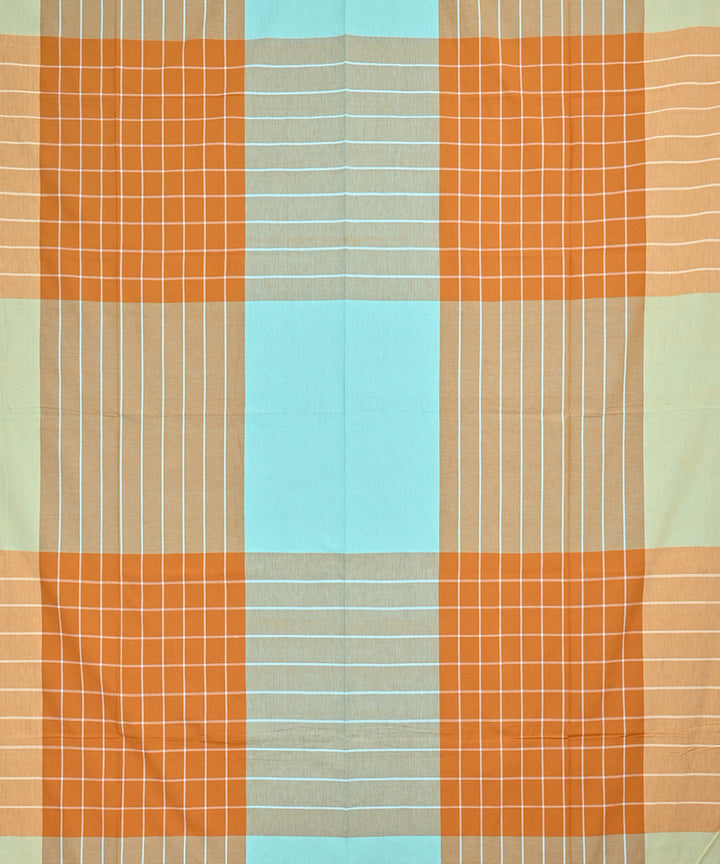 Orange blue handloom cotton double bed bedsheet