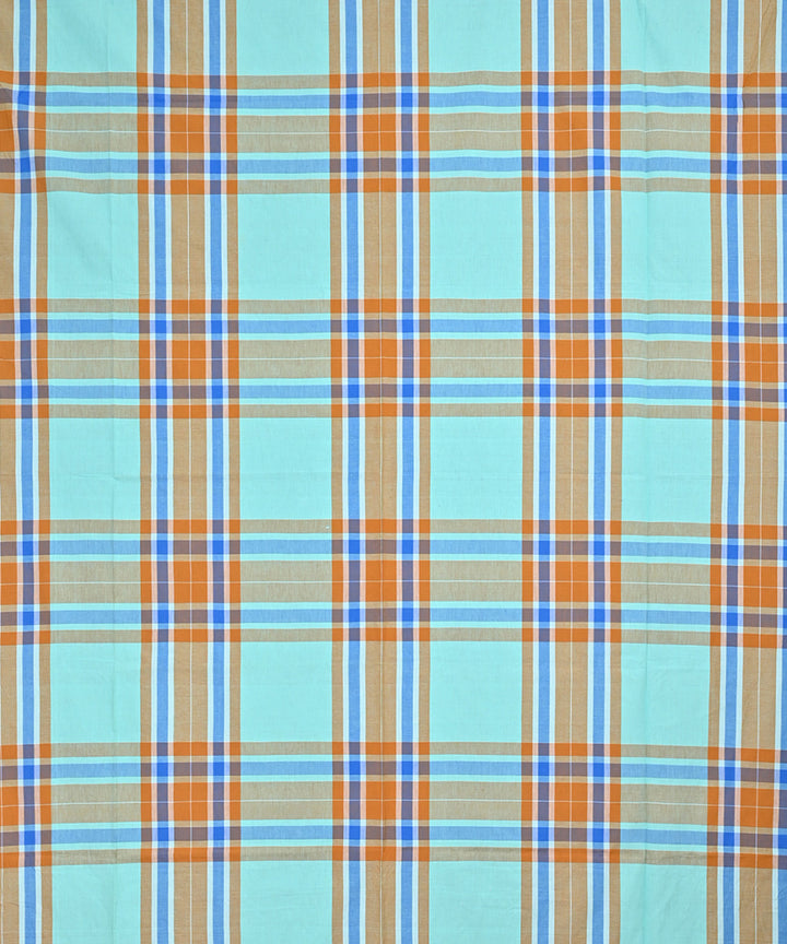 Sky blue multicolor handloom cotton double bed bedsheet