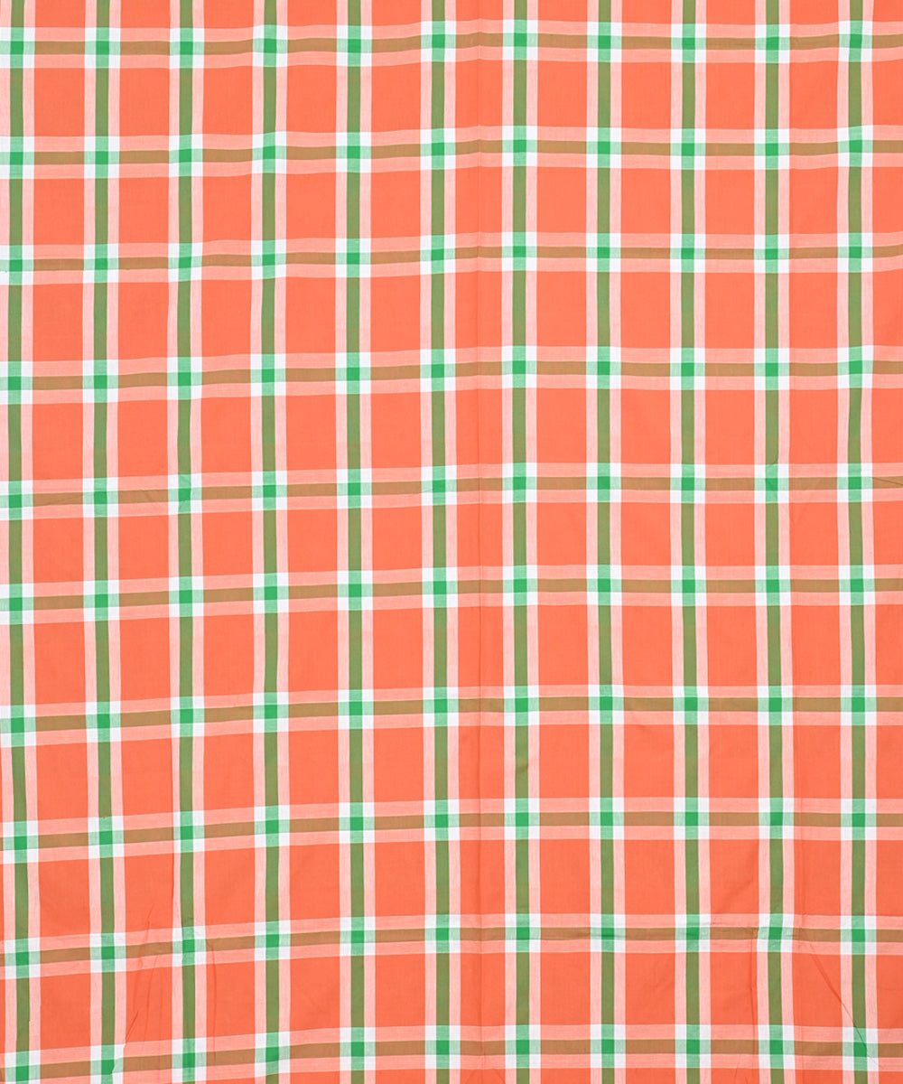 Orange multicolor handloom cotton double bed bedsheet