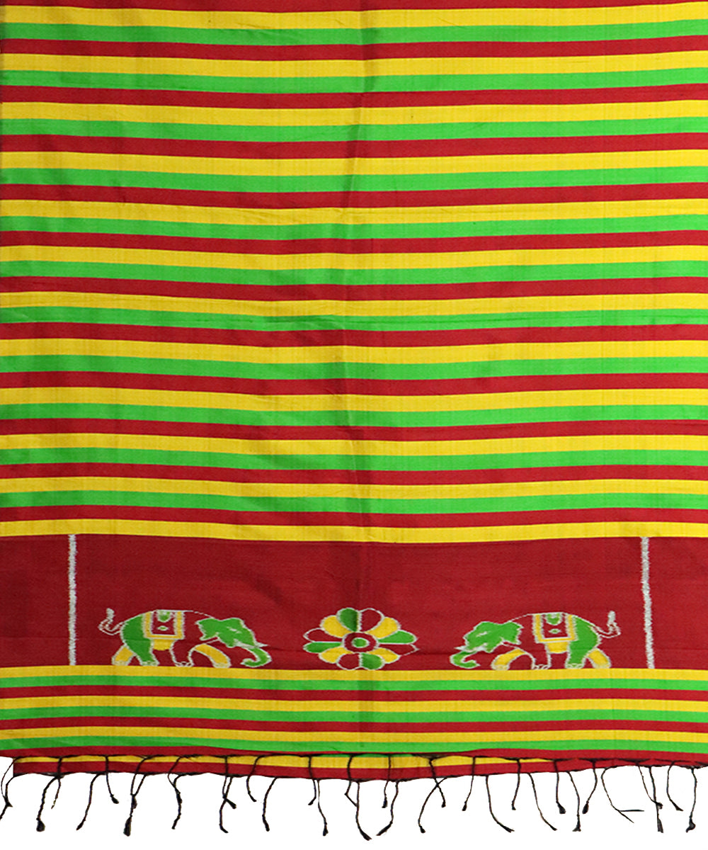 Maroon amber handloom silk nuapatna stole