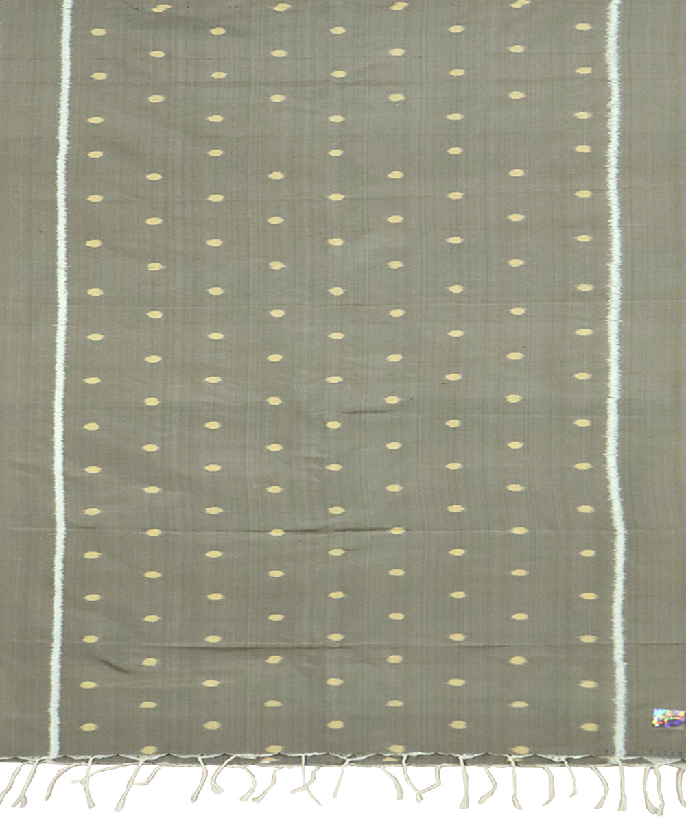 Grayish brown yellow handloom silk nuapatna stole