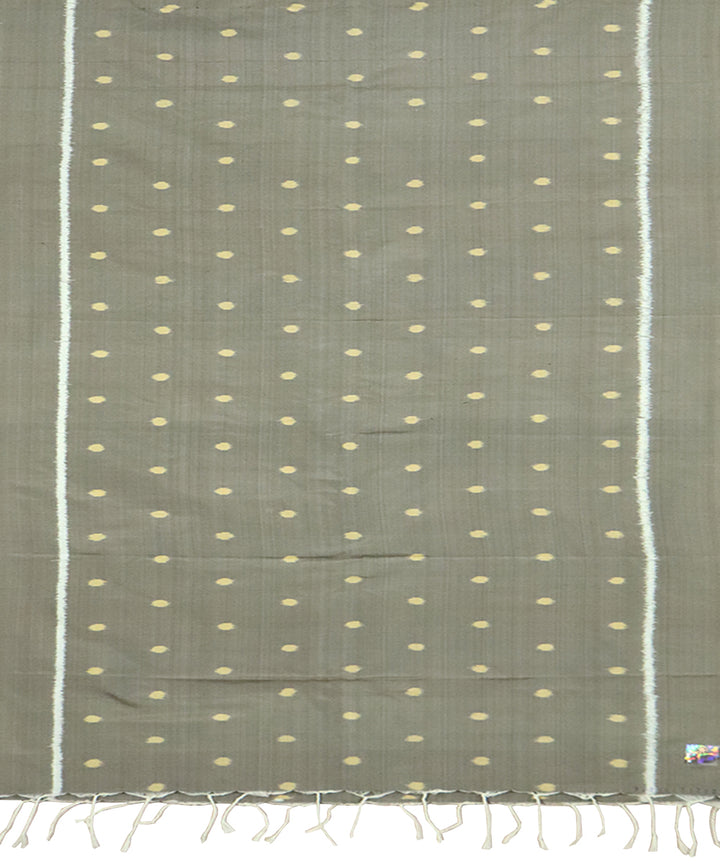 Grayish brown yellow handloom silk nuapatna stole