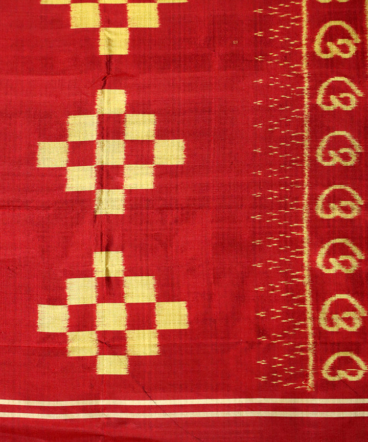 Red golden handloom nuapatna silk stole