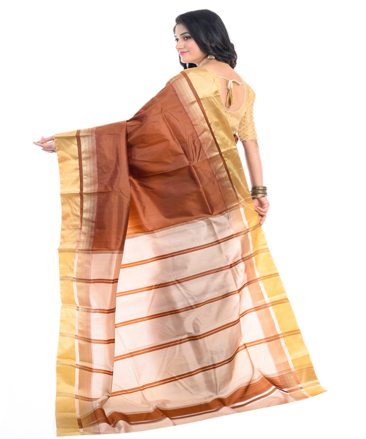 Brown handwoven garad silk saree