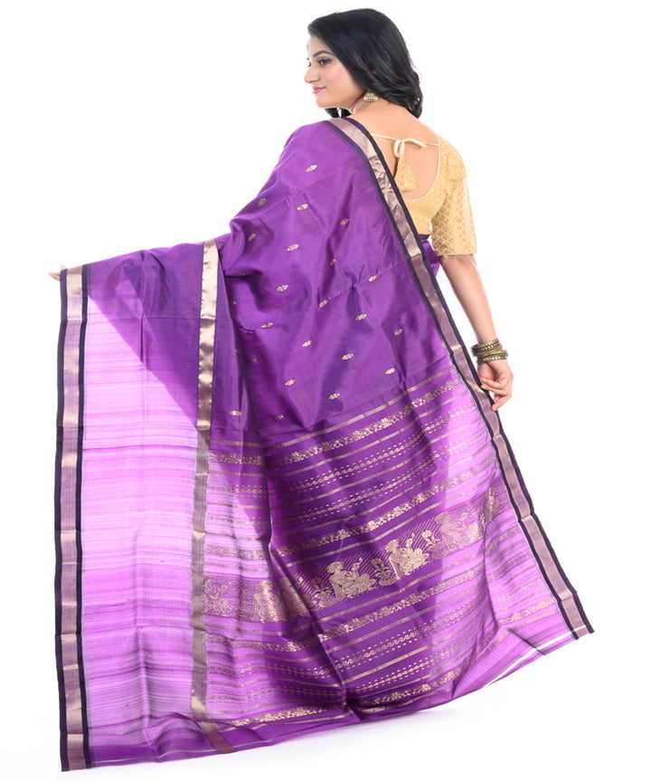 Purple handwoven garad silk saree